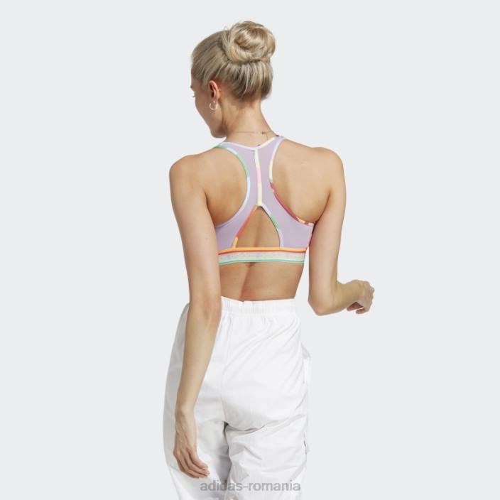 Adidas x farm rio sutien mediu de sustinere auriu real femei strălucire auriu/violet real 2JBN9465