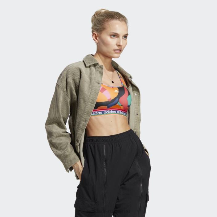 Adidas x farm rio sutien mediu sustinere fashion verde indraznet femei verde îndrăzneț/stacojiu 2JBN9469