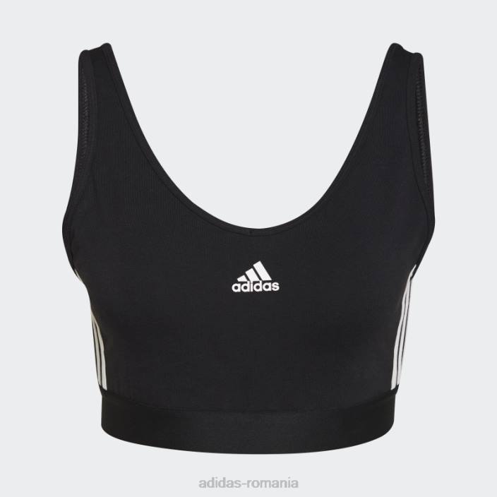 Adidas Essential crop top cu 3 dungi negru femei alb negru 2JBN8864