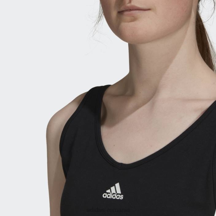 Adidas Essential crop top cu 3 dungi negru femei alb negru 2JBN8864