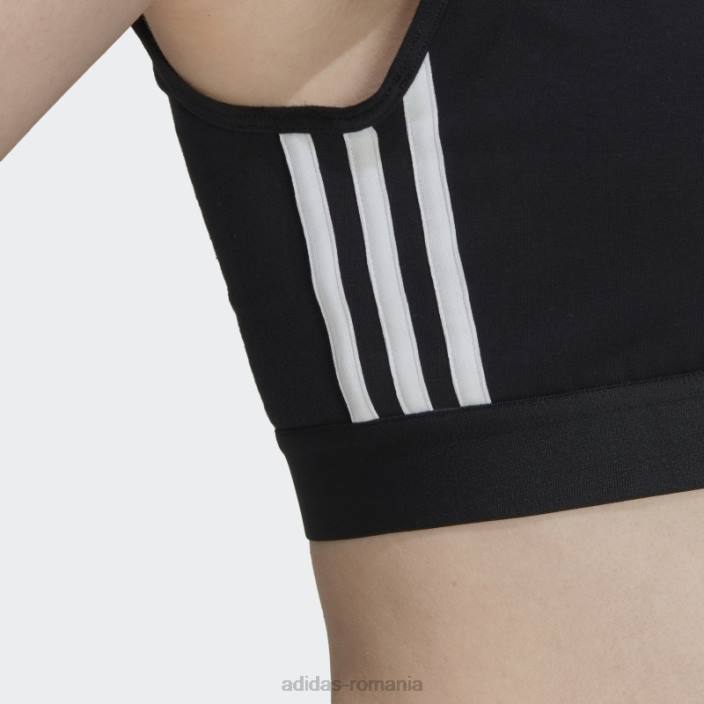 Adidas Essential crop top cu 3 dungi negru femei alb negru 2JBN8864