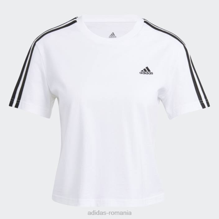 Adidas Essential tricou decupat cu 3 dungi alb femei alb negru 2JBN9074