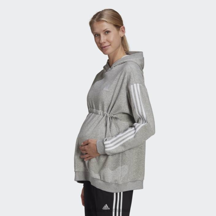 Adidas essentials bumbac hanorac 3 dungi (maternitate) alb moda femei gri mediu/alb 2JBN10518