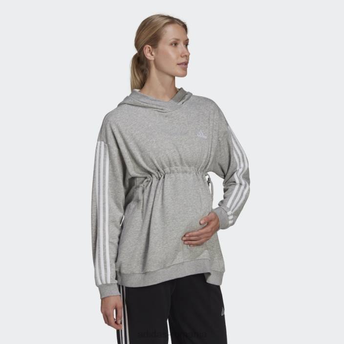 Adidas essentials bumbac hanorac 3 dungi (maternitate) alb moda femei gri mediu/alb 2JBN10518
