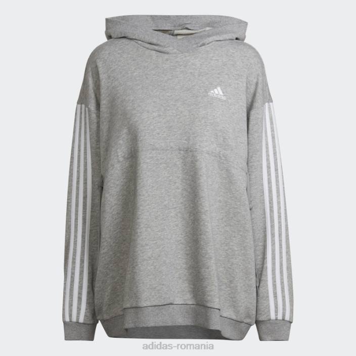 Adidas essentials bumbac hanorac 3 dungi (maternitate) alb moda femei gri mediu/alb 2JBN10518