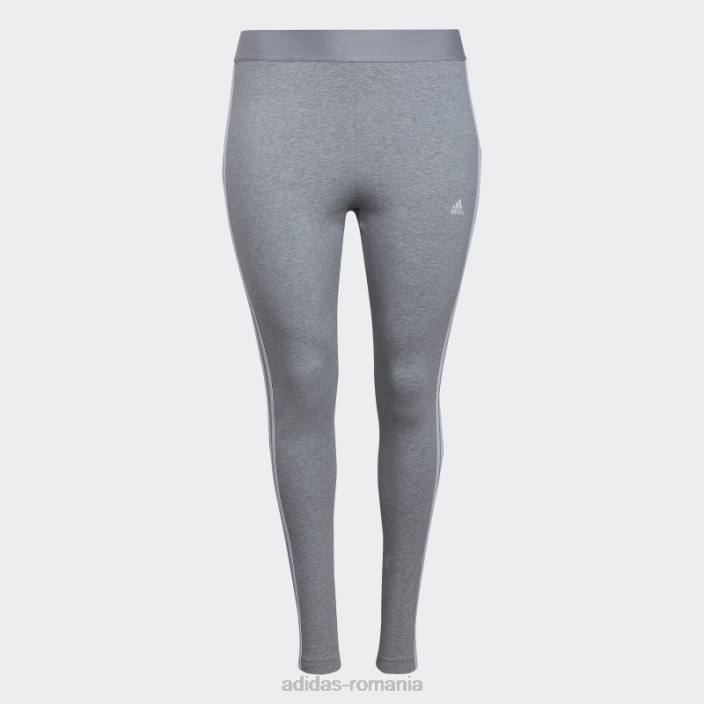 Adidas essentials jambiere cu 3 dungi (plus marime) gri mediu femei gri mediu/alb 2JBN9475