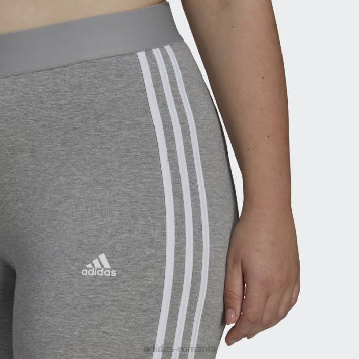 Adidas essentials jambiere cu 3 dungi (plus marime) gri mediu femei gri mediu/alb 2JBN9475