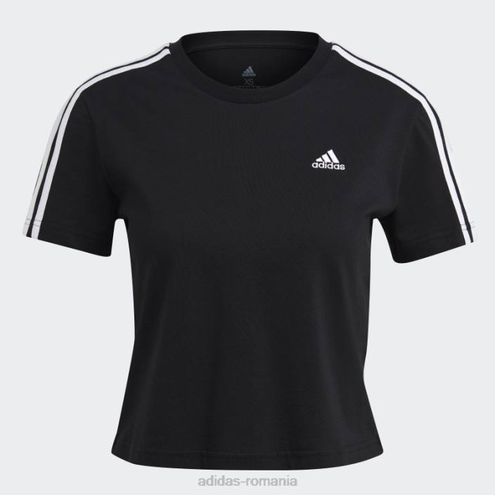 Adidas essentials tricou decupat cu 3 dungi alb fierbinte femei alb negru 2JBN8954