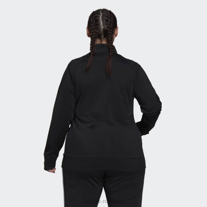 Adidas jachetă neagră, tricot de încălzire, subțire, cu 3 dungi (mărime plus) femei negru 2JBN8890