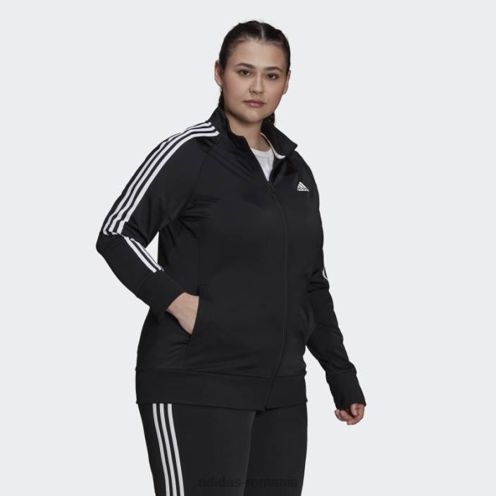 Adidas jachetă neagră, tricot de încălzire, subțire, cu 3 dungi (mărime plus) femei negru 2JBN8890