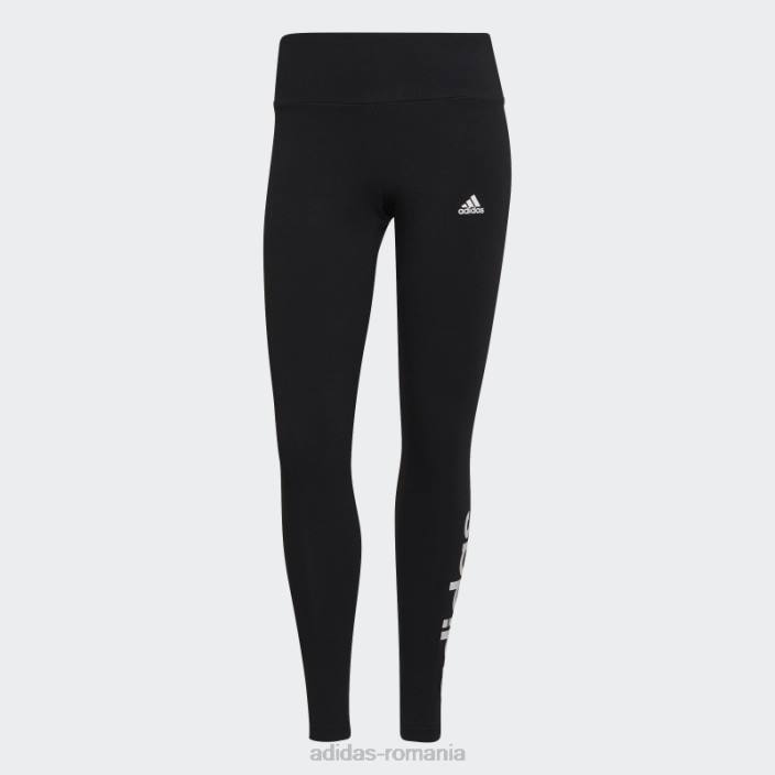 Adidas jambiere negri cu logo cu talie înaltă femei alb negru 2JBN9181