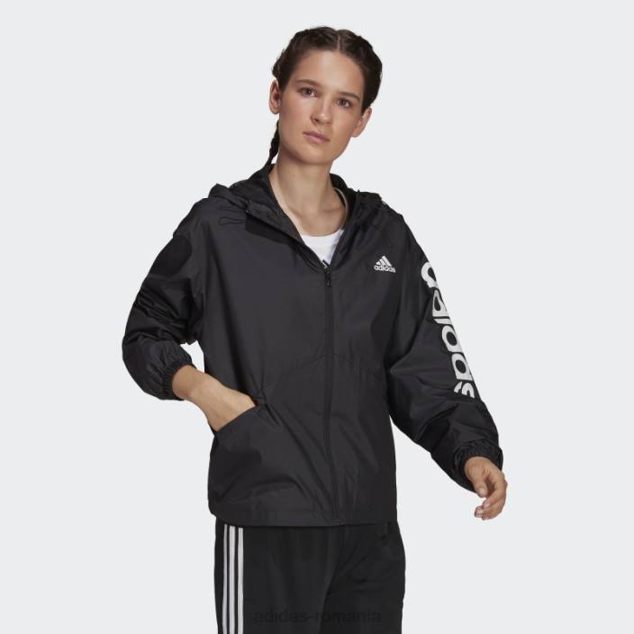 Adidas pantalon de vânt cu logo oversize essentials negru femei alb negru 2JBN9908