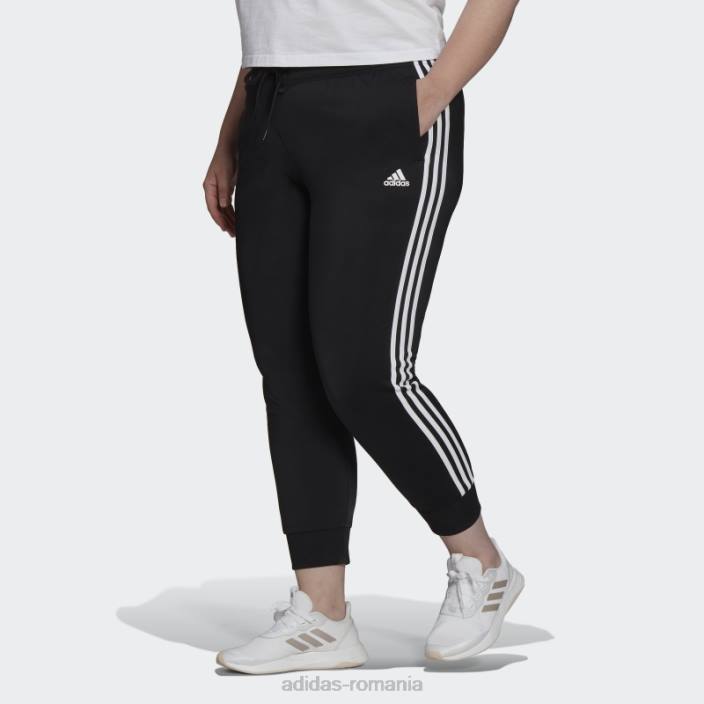 Adidas pantaloni de antrenament subțiri conici cu trei dungi (mărime plus) negri adidas femei negru 2JBN8874