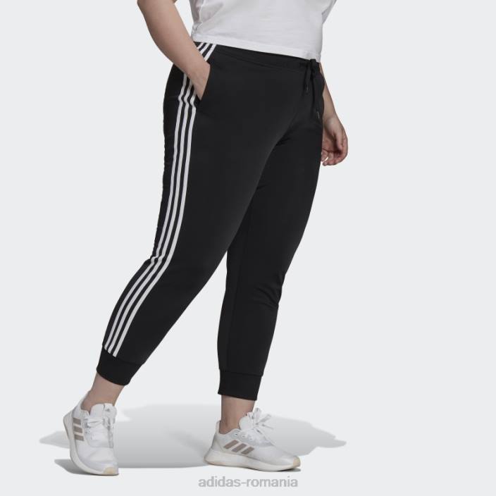 Adidas pantaloni de antrenament subțiri conici cu trei dungi (mărime plus) negri adidas femei negru 2JBN8874