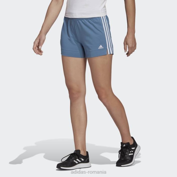Adidas pantaloni scurți subțiri cu 3 dungi, albastru alterat, esențiale adidas femei albastru/alb alterat 2JBN10305