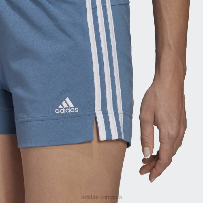 Adidas pantaloni scurți subțiri cu 3 dungi, albastru alterat, esențiale adidas femei albastru/alb alterat 2JBN10305