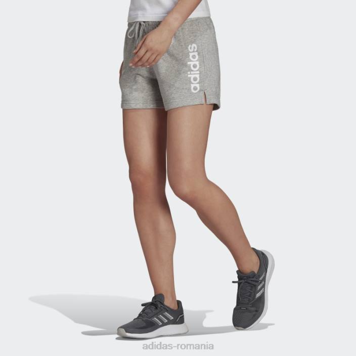 Adidas pantaloni scurți subțiri cu logo essentials gri mediu femei gri mediu/alb 2JBN8926