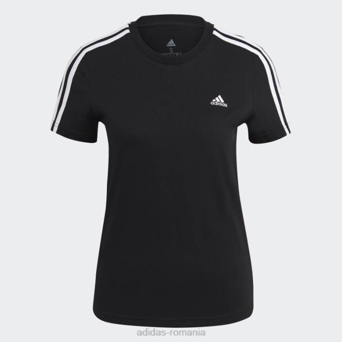 Adidas tricou negru essentials slim cu 3 dungi adidas femei alb negru 2JBN8859