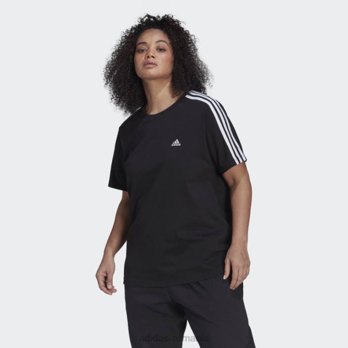 Adidas tricou negru essentials subțire cu 3 dungi (plus mărime) adidas femei alb negru 2JBN9501