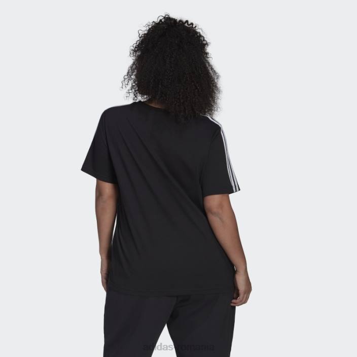 Adidas tricou negru essentials subțire cu 3 dungi (plus mărime) adidas femei alb negru 2JBN9501