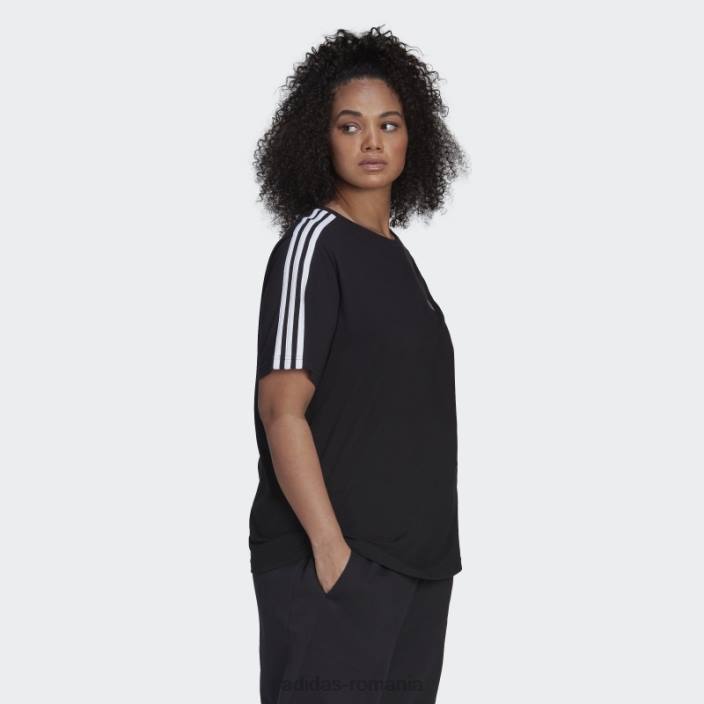 Adidas tricou negru essentials subțire cu 3 dungi (plus mărime) adidas femei alb negru 2JBN9501