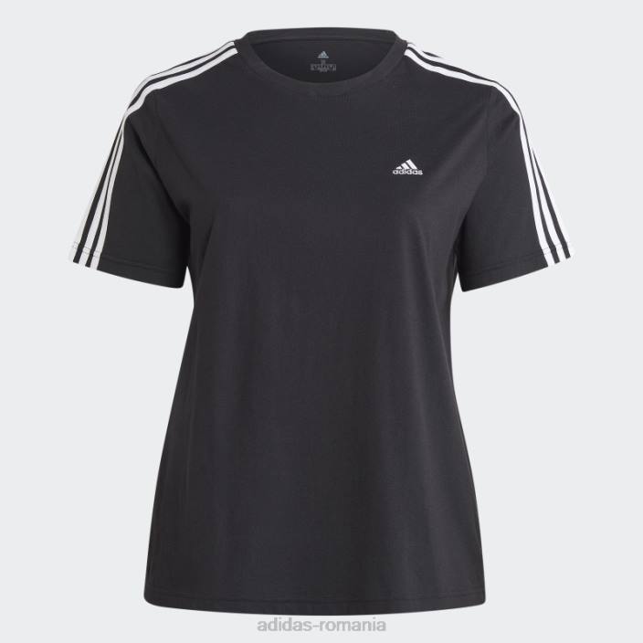Adidas tricou negru essentials subțire cu 3 dungi (plus mărime) adidas femei alb negru 2JBN9501