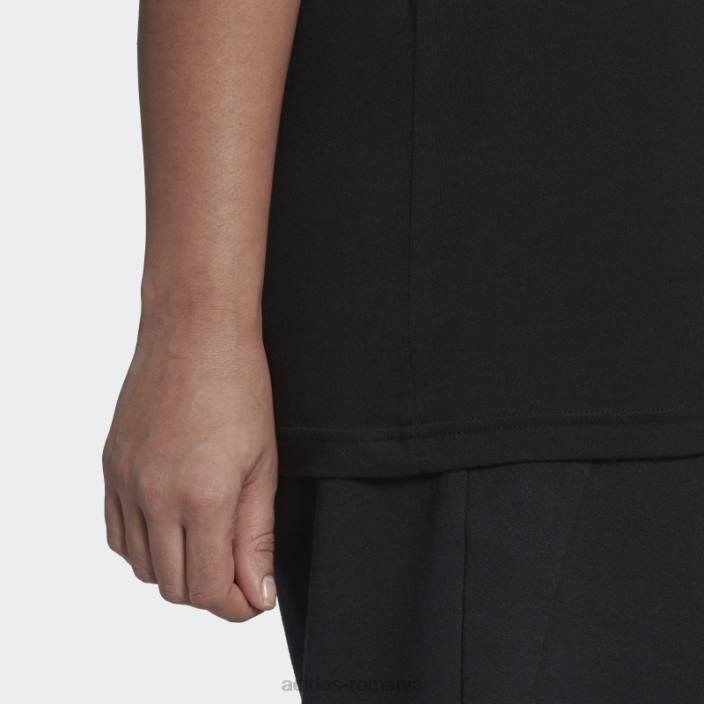 Adidas tricou negru essentials subțire cu 3 dungi (plus mărime) adidas femei alb negru 2JBN9501