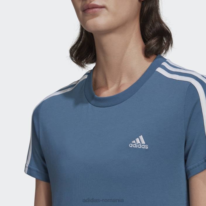 Adidas tricou subțire cu 3 dungi essentials albastru alterat femei albastru/alb alterat 2JBN10279