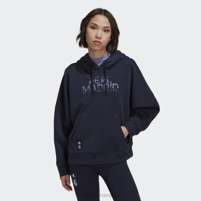 Adidas hanorac cu capota real madrid bleumarin de noapte femei marina de noapte 2JBN17356