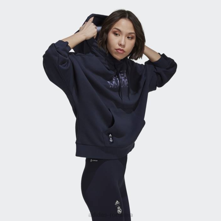 Adidas hanorac cu capota real madrid bleumarin de noapte femei marina de noapte 2JBN17356