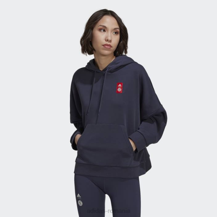 Adidas hanorac cu glugă cu grafică dna fc bayern navy femei marina 2JBN17141