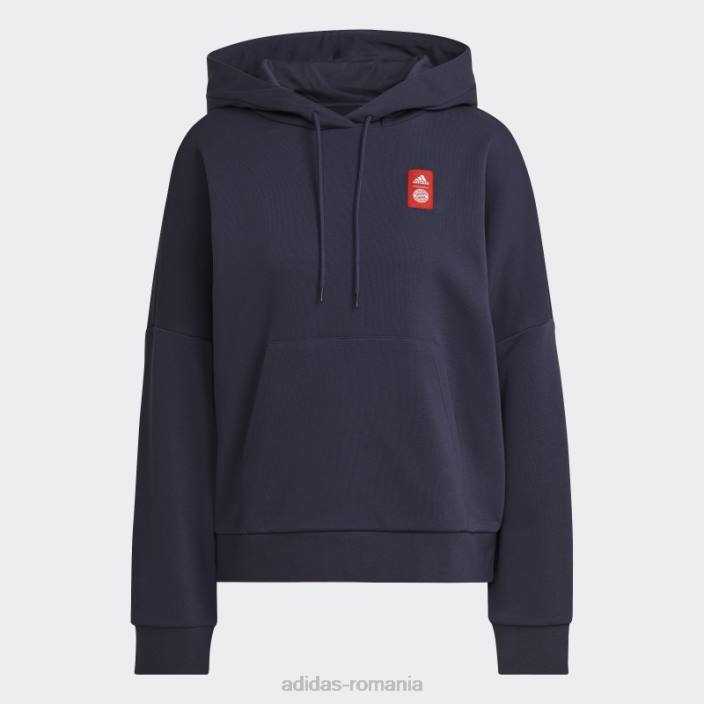 Adidas hanorac cu glugă cu grafică dna fc bayern navy femei marina 2JBN17141