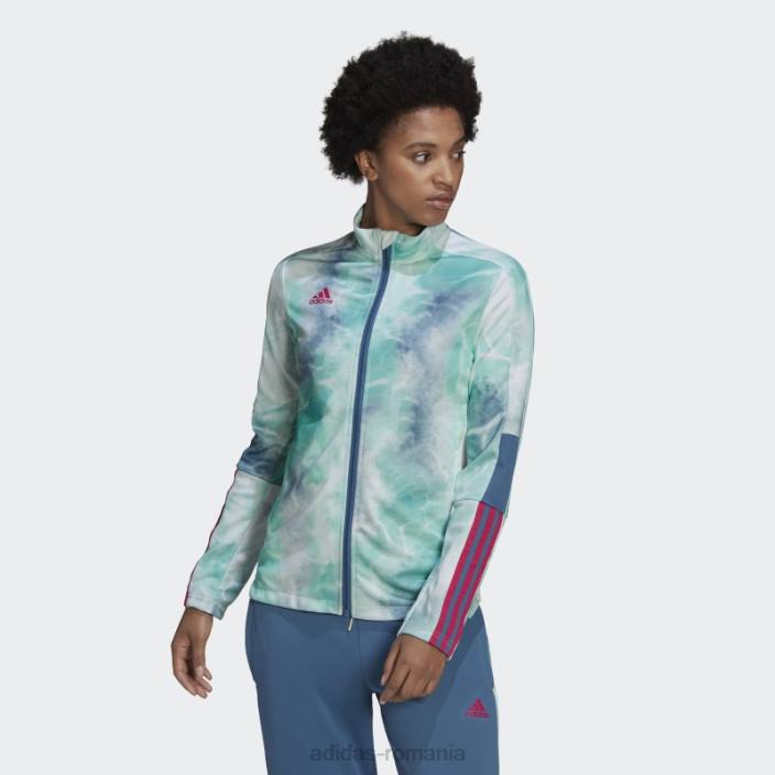 Adidas jachetă tiro adidas albastru alterat femei albastru alterat/papură de mentă/alb 2JBN10500