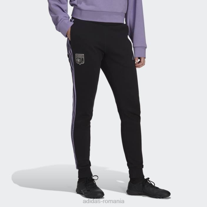 Adidas pantaloni de trening olympique lyonnais transpirați negru femei negru 2JBN17360