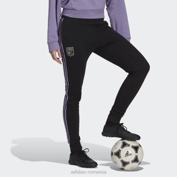 Adidas pantaloni de trening olympique lyonnais transpirați negru femei negru 2JBN17360