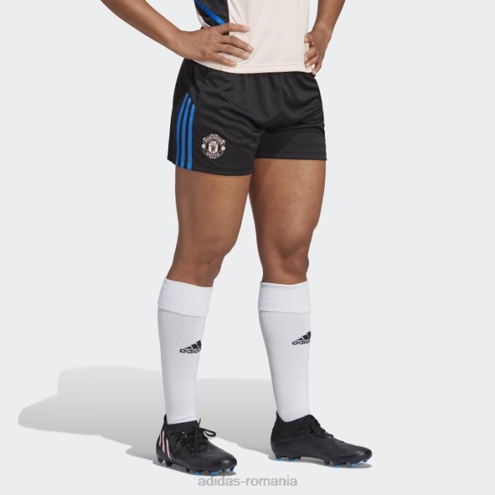 Adidas pantaloni scurți de antrenament manchester united condivo 22 negru femei negru/albastru strălucitor 2JBN17060