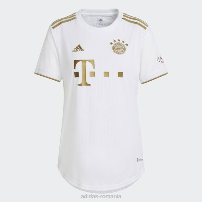 Adidas tricou deplasare fc bayern 22/23 alb adidas femei alb/aur de fotbal închis 2JBN17340