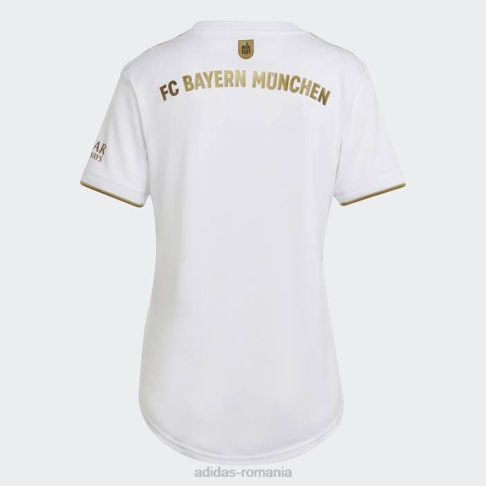 Adidas tricou deplasare fc bayern 22/23 alb adidas femei alb/aur de fotbal închis 2JBN17340