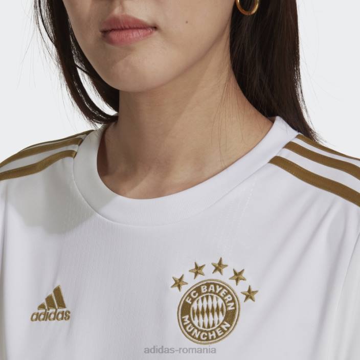 Adidas tricou deplasare fc bayern 22/23 alb adidas femei alb/aur de fotbal închis 2JBN17340