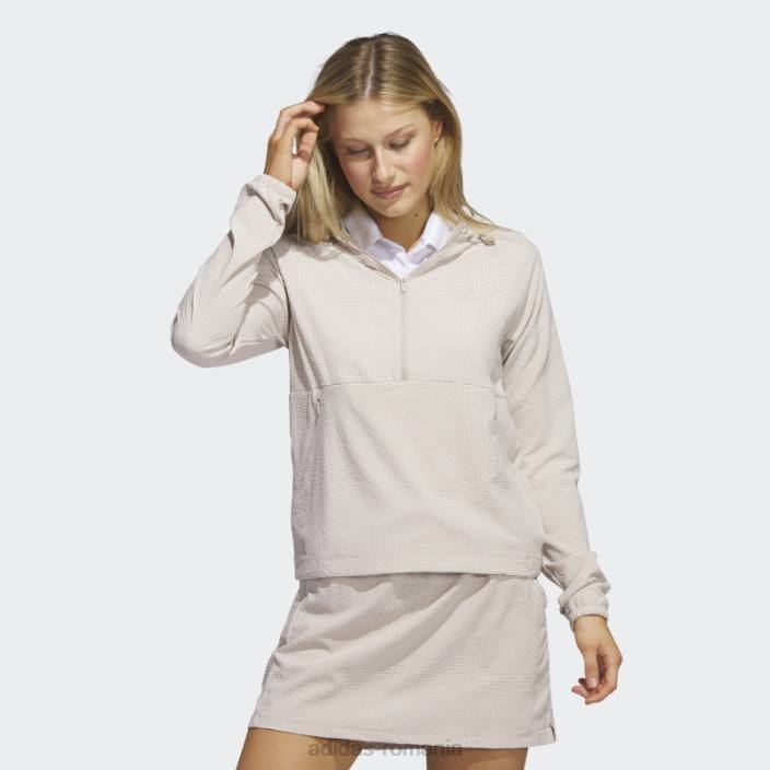 Adidas Hanoră de golf seersucker cu fermoar 1/4 taupe adidas femei taupe 2JBN9732