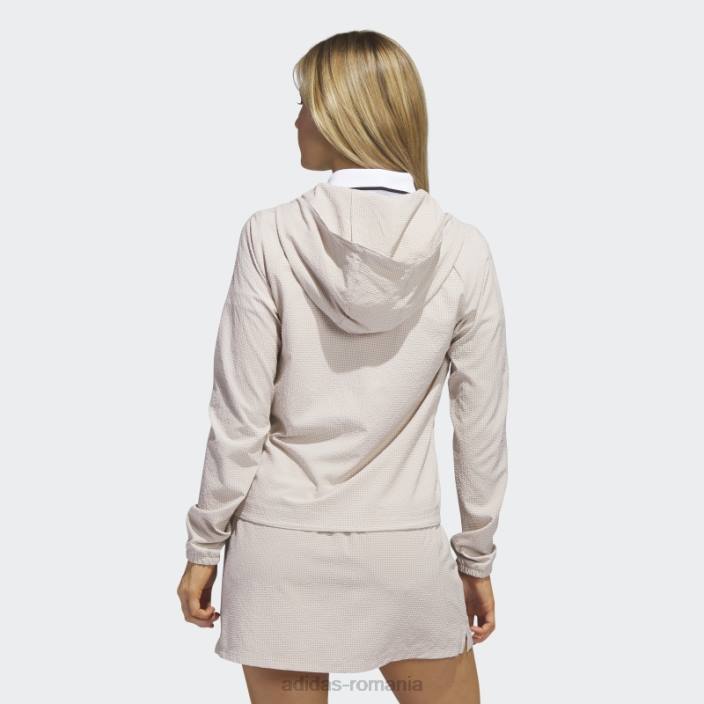 Adidas Hanoră de golf seersucker cu fermoar 1/4 taupe adidas femei taupe 2JBN9732
