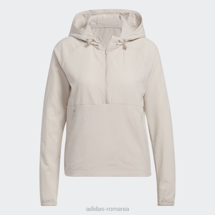 Adidas Hanoră de golf seersucker cu fermoar 1/4 taupe adidas femei taupe 2JBN9732