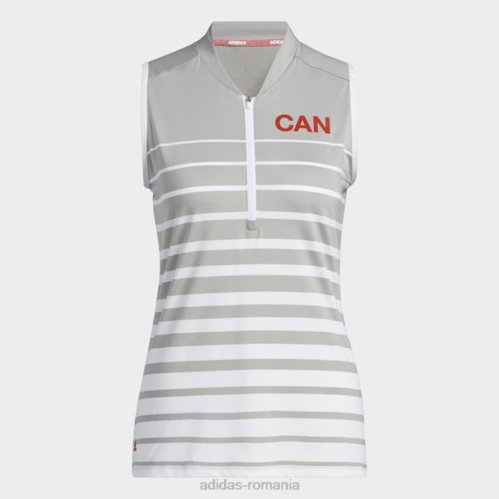 Adidas Polo adidas fără mâneci cu dungi gri uni mgh femei mgh gri solid 2JBN10461