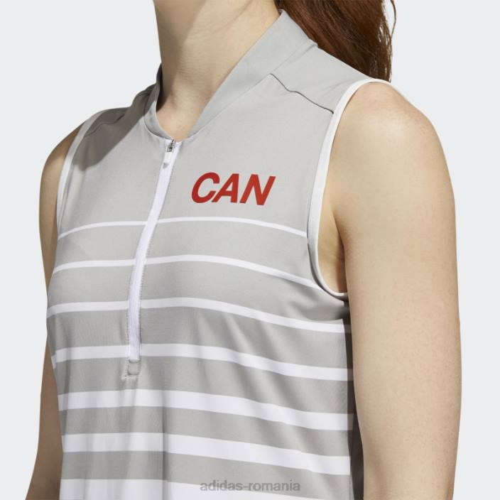 Adidas Polo adidas fără mâneci cu dungi gri uni mgh femei mgh gri solid 2JBN10461