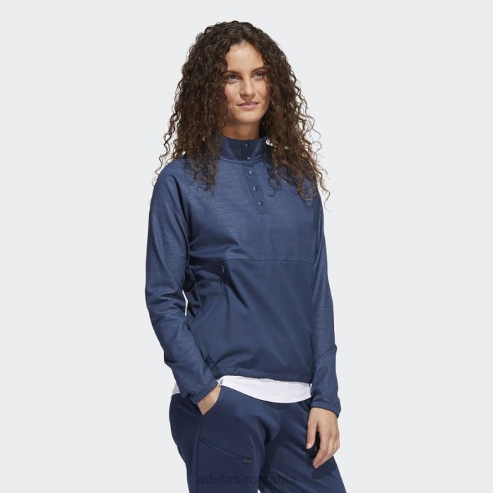 Adidas Pulover 1/4-snap în relief bleumarin femei marina 2JBN3122