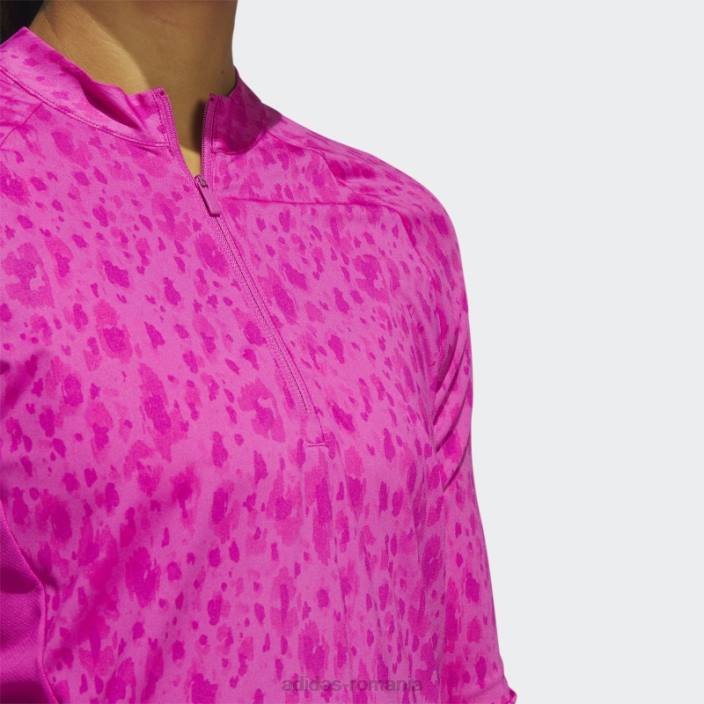 Adidas Tricou polo de golf cu decolteu fals cu fermoar 1/4 fuchsia ultimate365 femei fucsie 2JBN9683