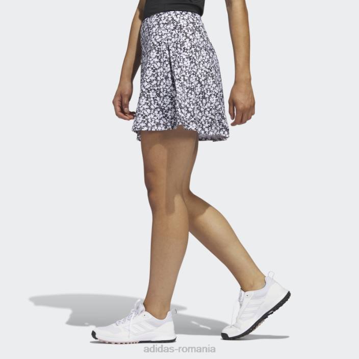 Adidas fustă de golf imprimată de 16 inci, neagră femei alb negru 2JBN9788
