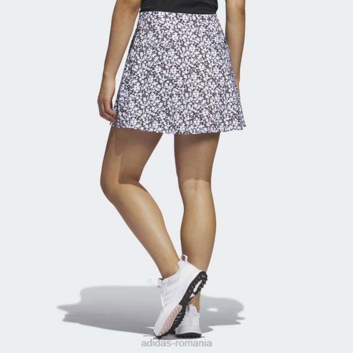 Adidas fustă de golf imprimată de 16 inci, neagră femei alb negru 2JBN9788