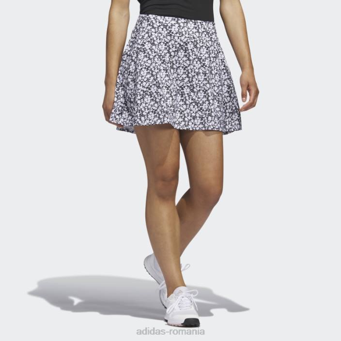 Adidas fustă de golf imprimată de 16 inci, neagră femei alb negru 2JBN9788