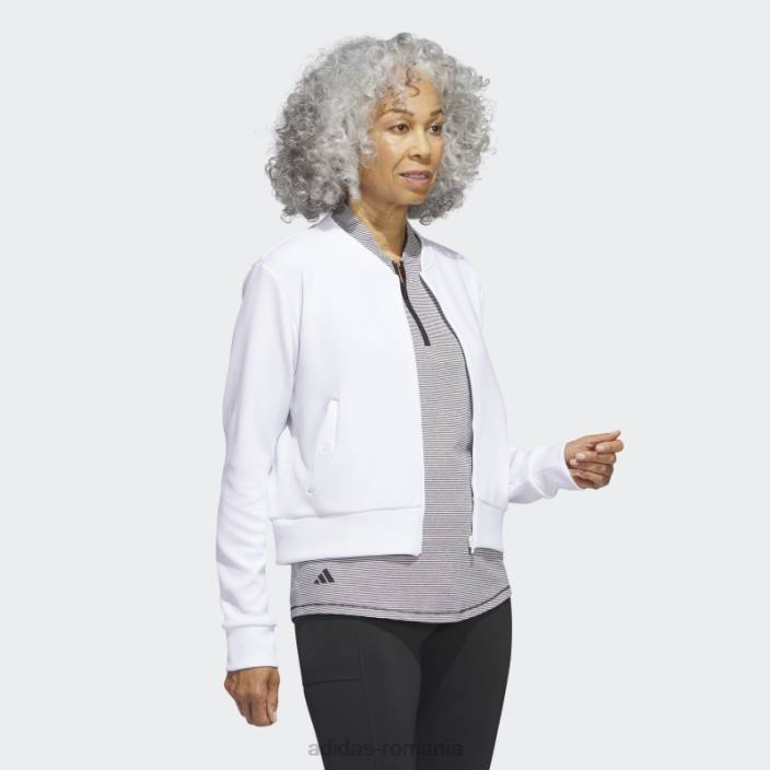 Adidas jachetă bomber de golf din tricot alb la modă femei alb 2JBN9988